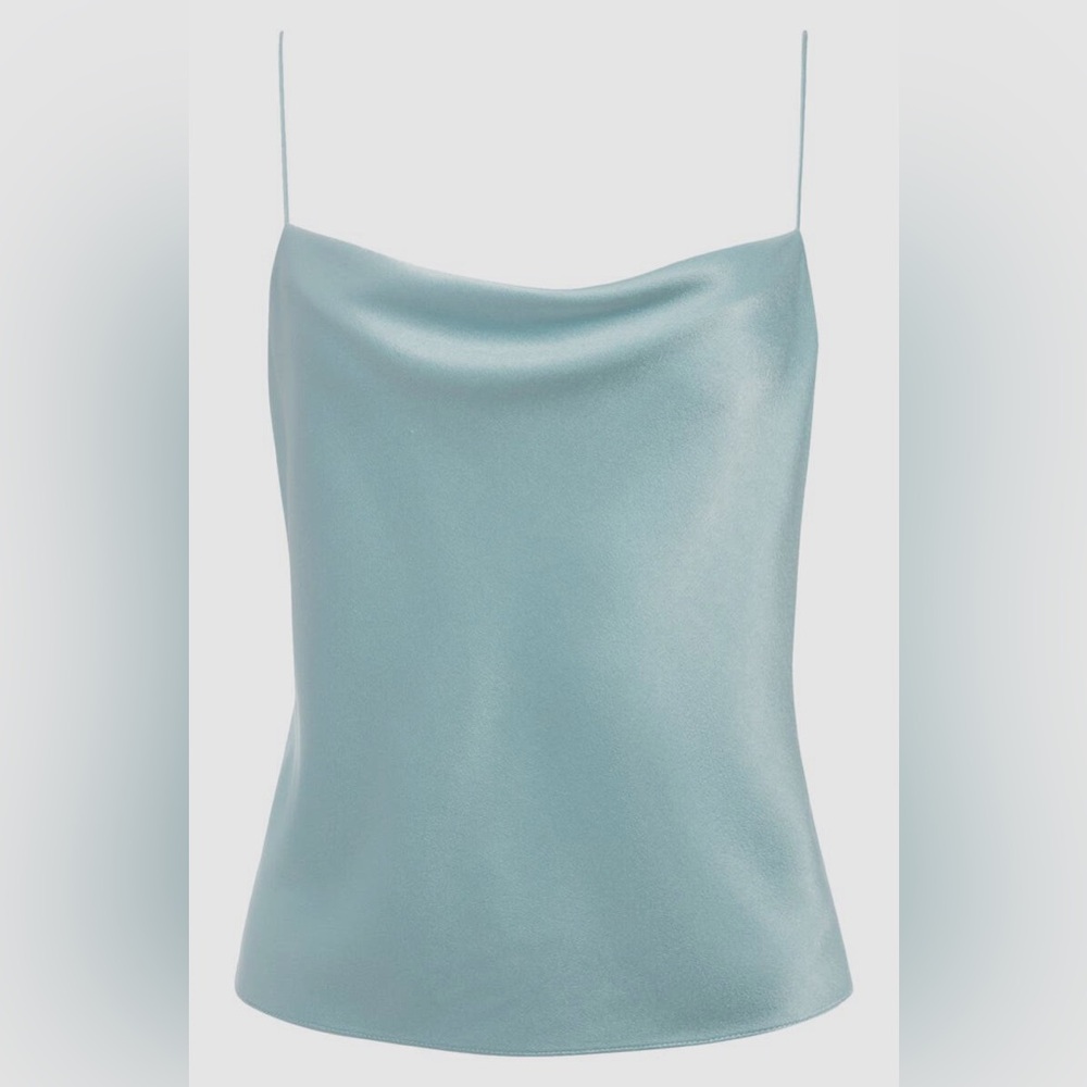 Alice+Olivia Women's Blue Sleeveless Cowl Neck Satin Camisole Size large